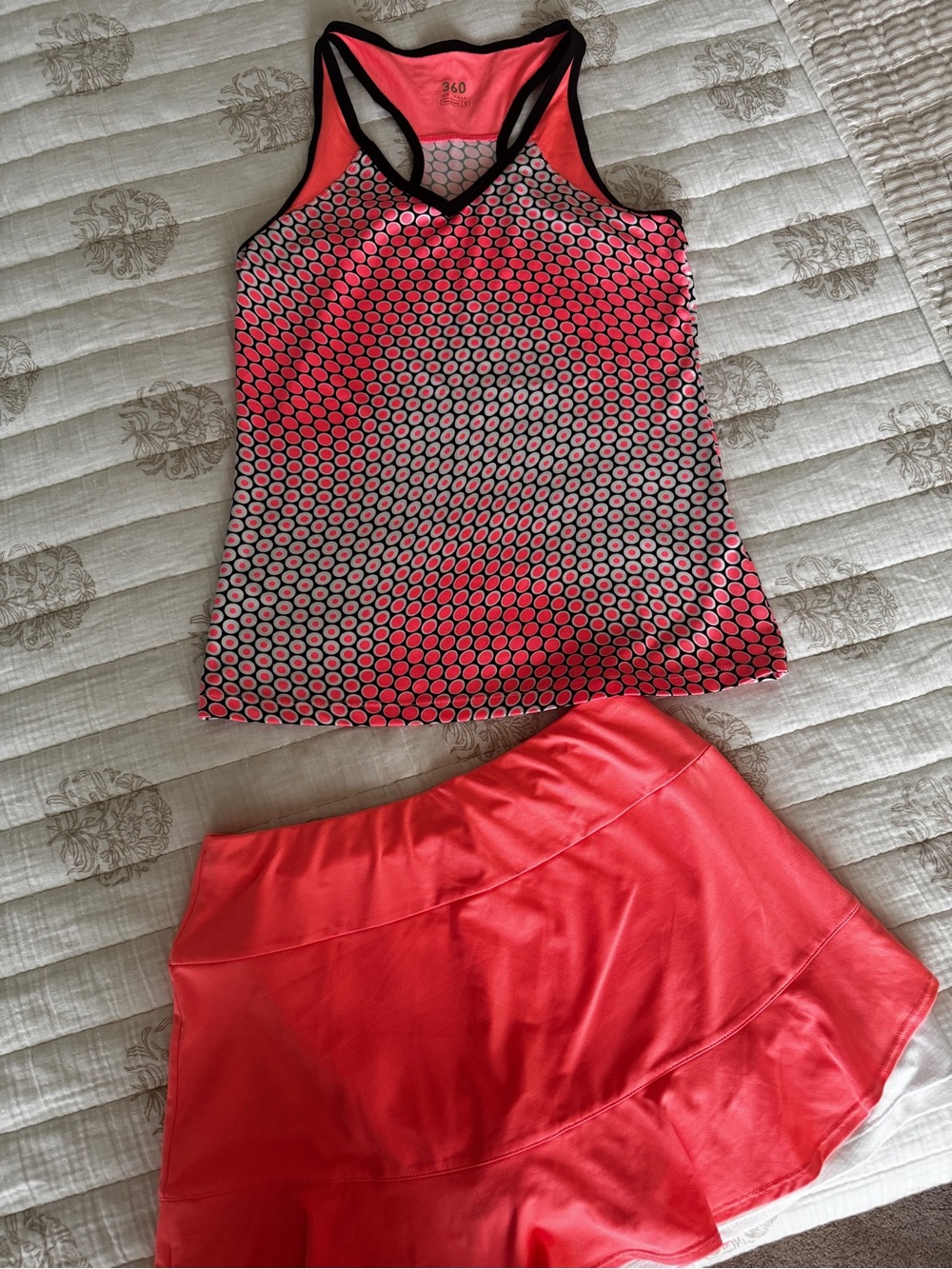 Tail Coral Pink Dot-Print Racerback Tank with Matching Skort